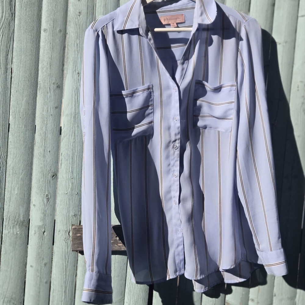 Philosophy Blue Striped Button Down Shirt - Picture 2 of 4